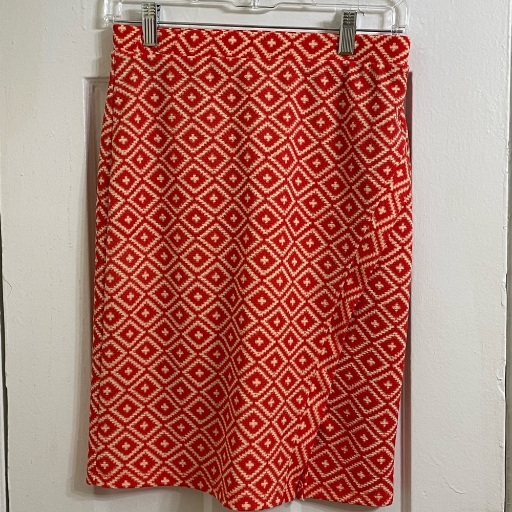 Gilli Orange Geometric Pattern Pencil Skirt